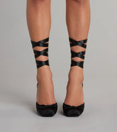 PLACEHOLDER - Tie It Up Satin Ballet Heels